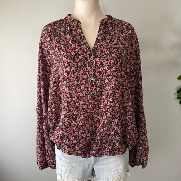 Autres Filles Boho Floral Button Down Blouse Top Loose Flowy Size XL - Picture 1 of 10